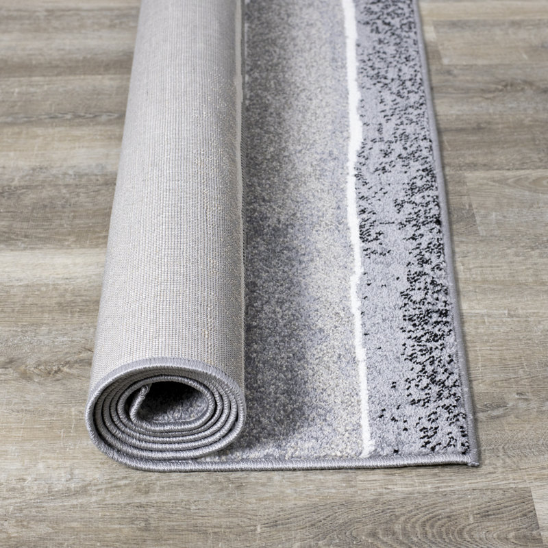Tapis beige à rayures Ahkeem, Rectangle 5 pi 3 po x 7 pi 7 po