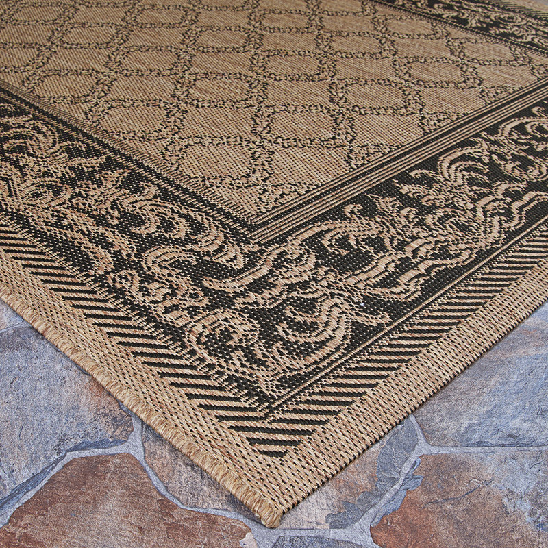 Tapis intérieur floral noir Dauphine, Rectangle 5 pi10 po x 9 pi2 po