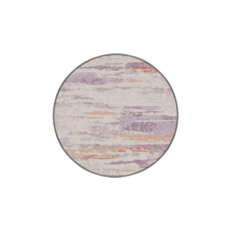 Machine Washable Gray Area Rug, Round 7'