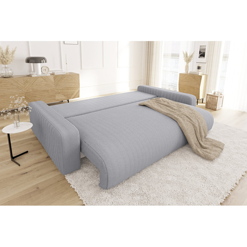 6 Seater Corduroy Sofa Bed, Light Grey