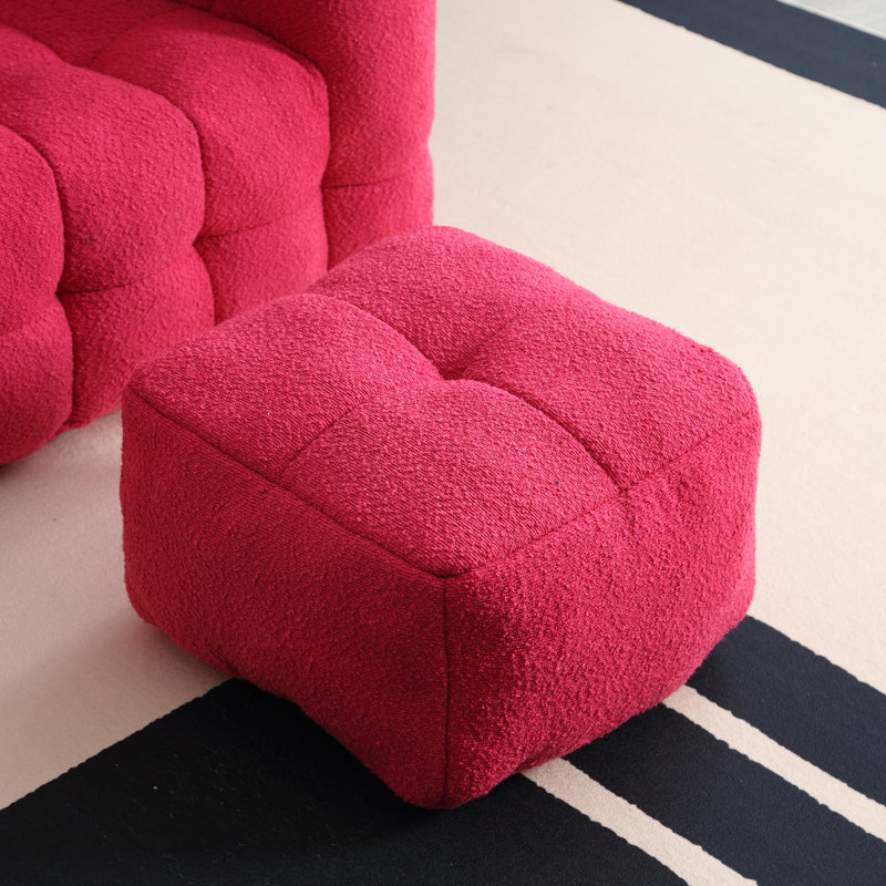 fauteuil à billes avec repose-pieds, Polyester rouge