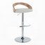 Ensemble de 3 tabourets réglables avec pivot en métal chromé, bois blanchi et tissu avoine avec repose-pieds arrondi en T-65468284-65468283