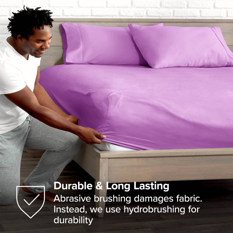 Deep Pocket Microfiber Brushed Fitted Sheet, Double (4'6), Purple