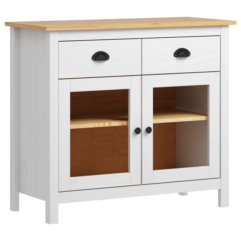 Mickelson Free-Standing Cabinet 90x40x80 cm, White/Honey Brown