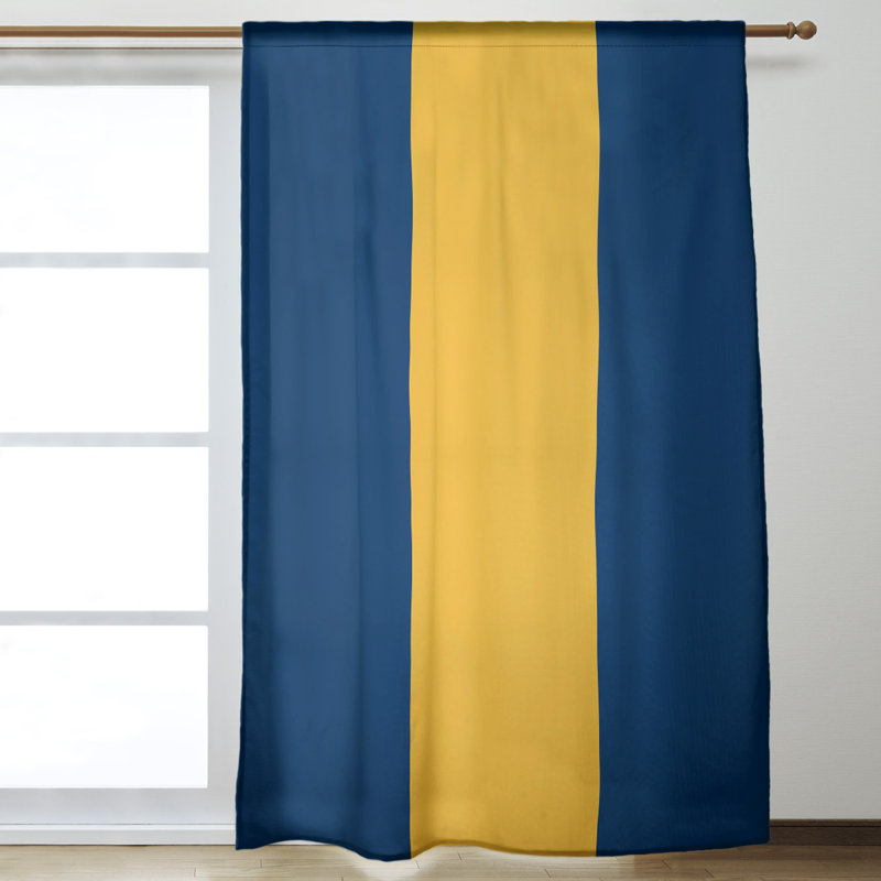 Room Darkening Curtain Single Panel, National Hockey Navy Blue/Gold/Navy Blue