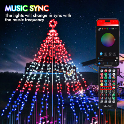 Thorsen 12FT Christmas Cone Tree Lights with Metal Stakes, RGB App Controlled DIY Color Changing