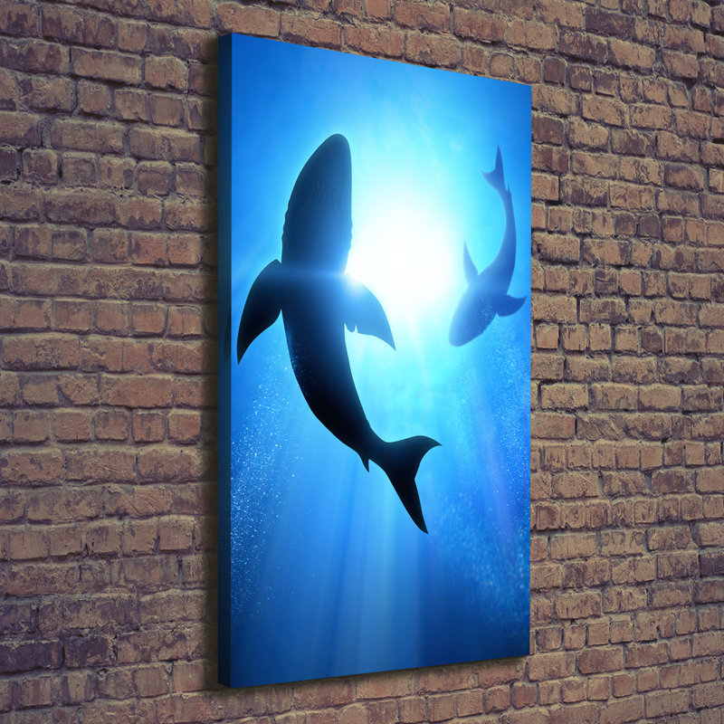 Silhouettes Of Sharks - Wrapped Canvas Print