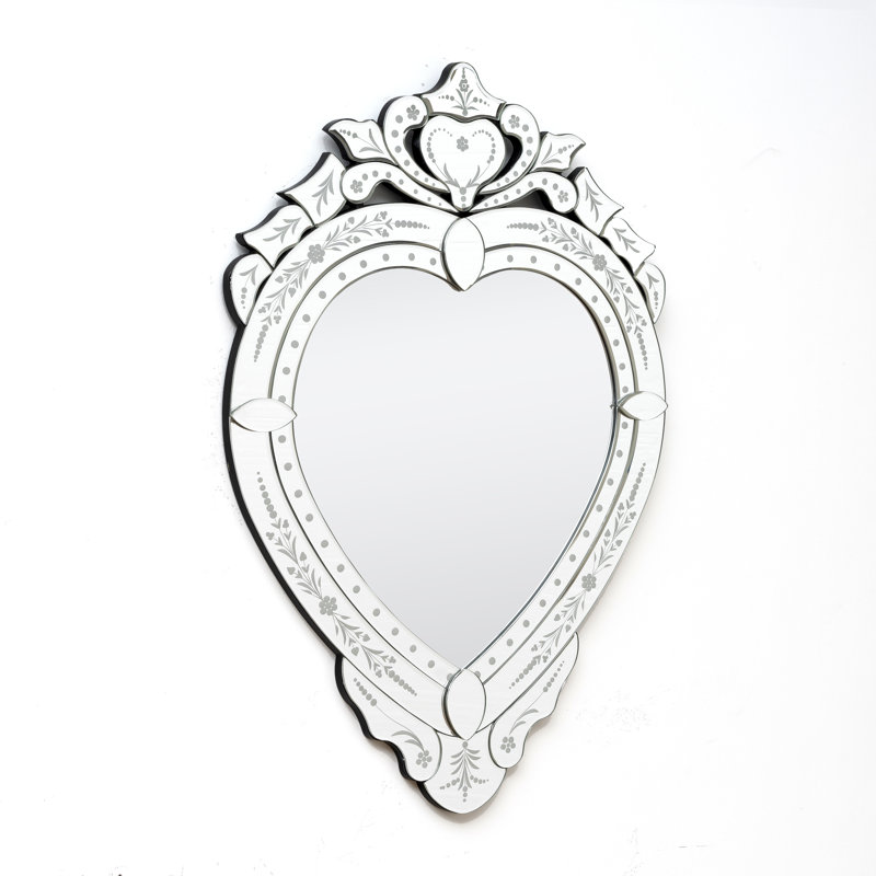 Wall Mirror Venetian-Inspired Heart-Shaped, 37"H x 25"W