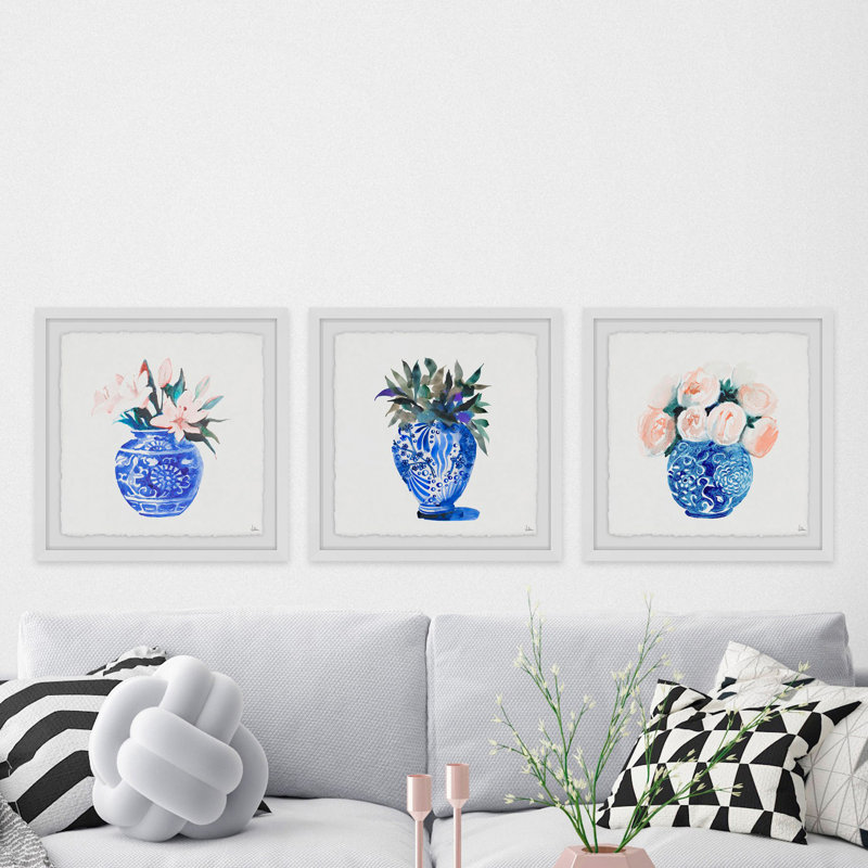 Triptyque Spring Blooms, H 12 po x l 12 po