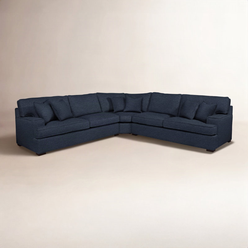 Sadie L-Sectional, Navy Crypton Performance; 0822-61, Frost White