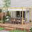 10 Ft.W x 13 Ft. D Steel Pergola with Canopy,wood-94318404