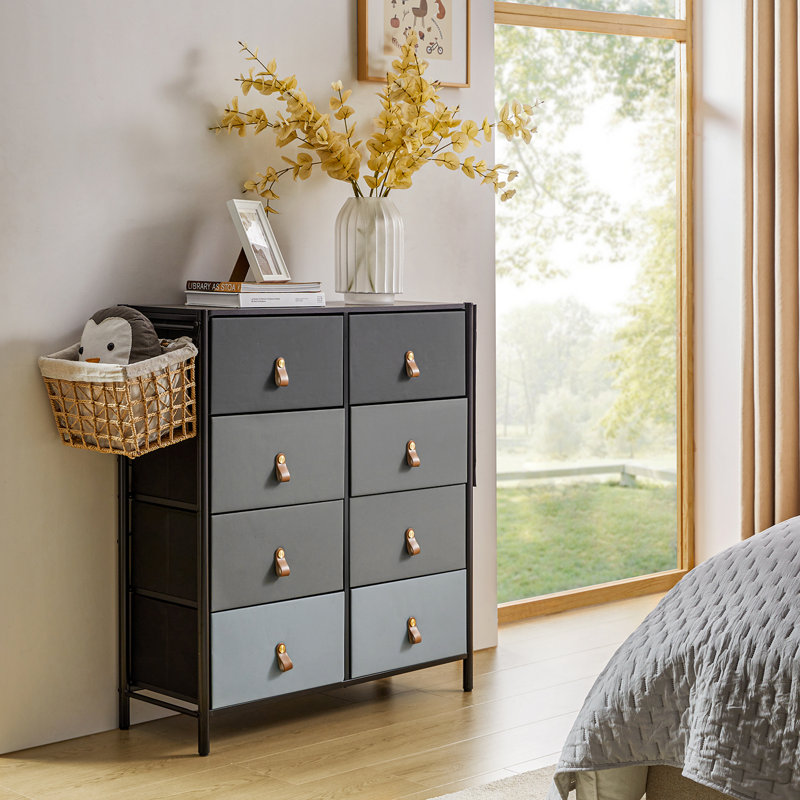 Melissa 35'' W Modern 8 Drawer Storage Dresser Wide, Light Grey