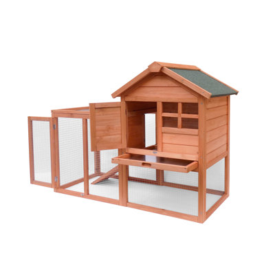 Eriyah 8.27 Safe Square Feet Chicken Coop,Weatherproof Wooden Rabbit House with Chicken Run For Up To 8 Chickens,Easy to Clean