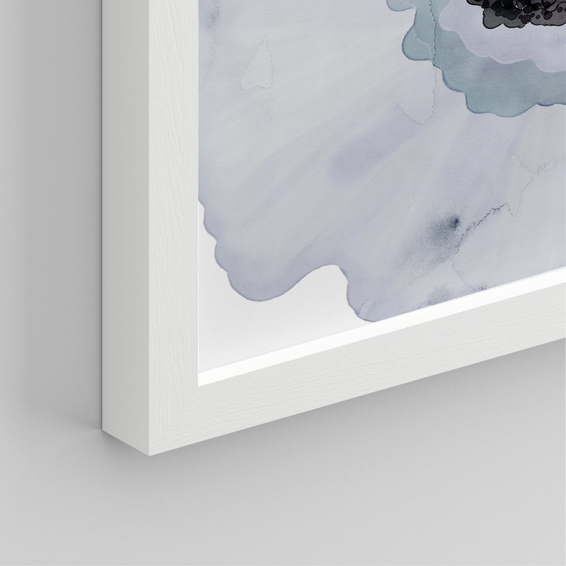 Gros plan duo de fleurs de magnolia bleu pastel - ensemble de 4 reproductions de cadres photo simples, Blanc