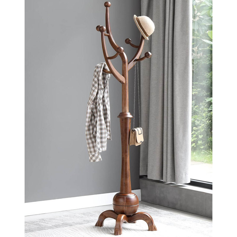 Freestanding 8 - Hook Coat Rack, Walnut Brown