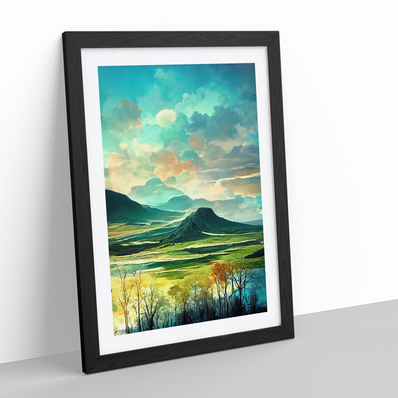 XV1022-5332X Wonderful Mountain Landscape No.1 - Single Picture Frame Print, Black, 64cm H x 46cm W