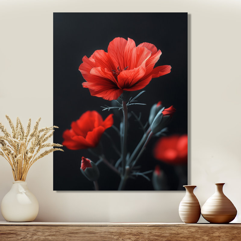 Red Red Vintage Vibe Marigold Photo - impression d'art mural souci, Toile tendue, H 16 po x l 32 po