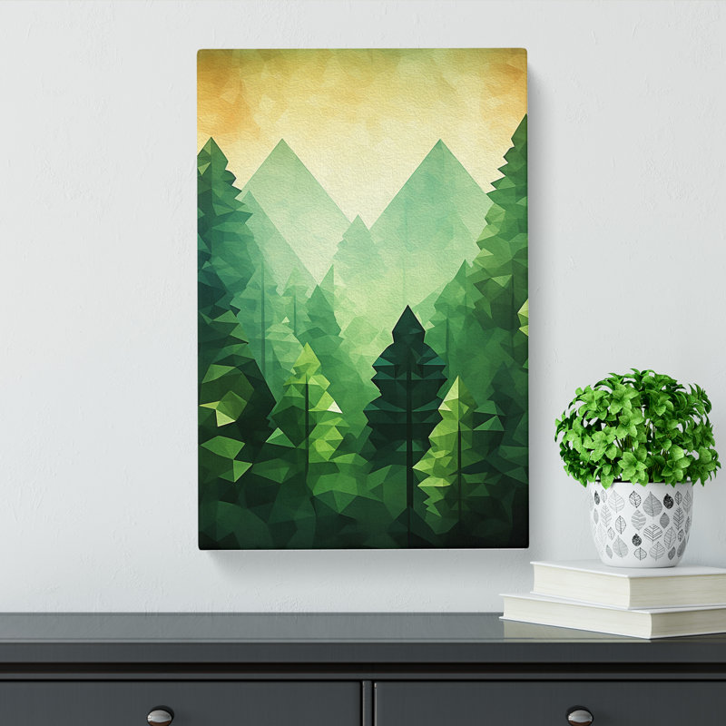 Spring Forest Geometric - Wrapped Canvas, 60cm H x 40cm W x 3cm D