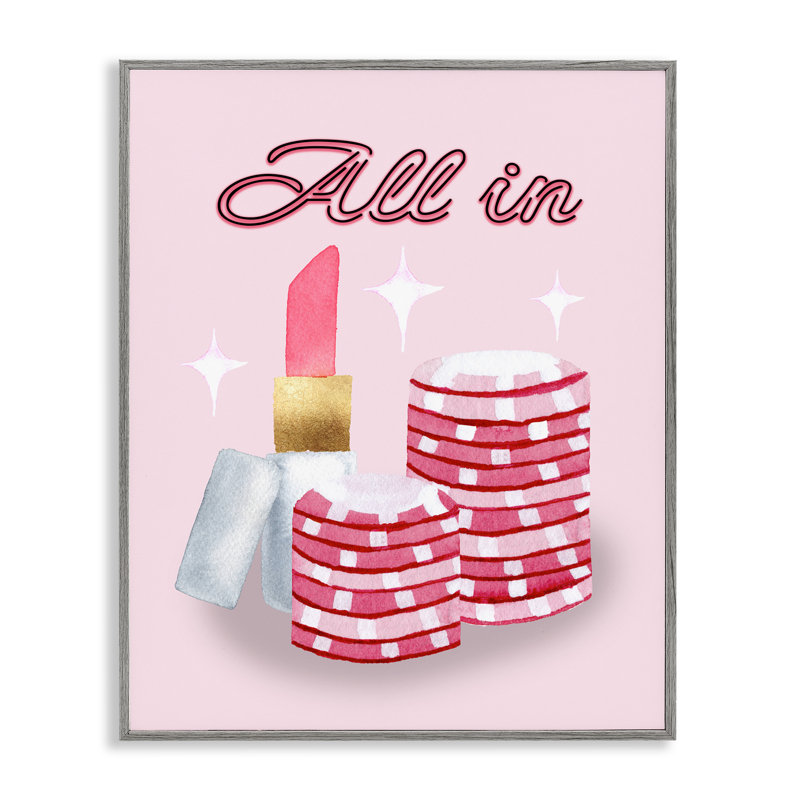 All In Poker Chips & Rouge à lèvres encadré, estampe numérique, design par Nina Jacobs, Estampe numérique Farmhouse