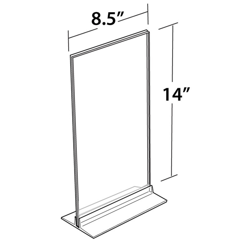 Porte-pancarte en acrylique en forme de t, H 14 po x l 8,5 po x P 3 po