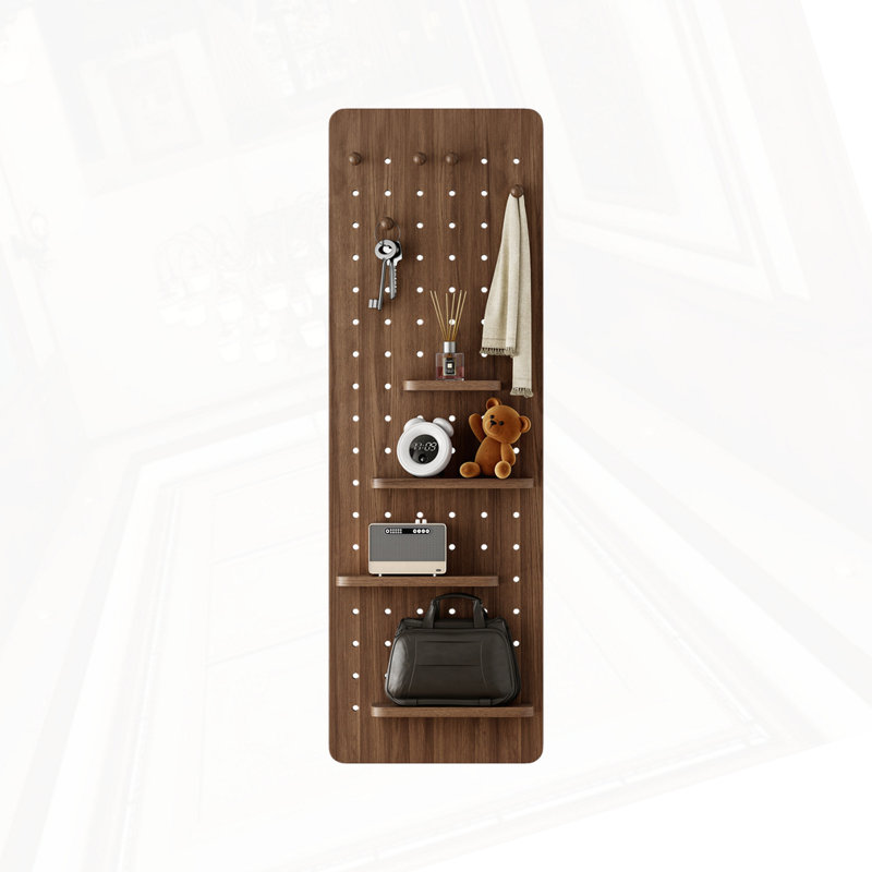 Full Body Mirror With Shelf, Walnut