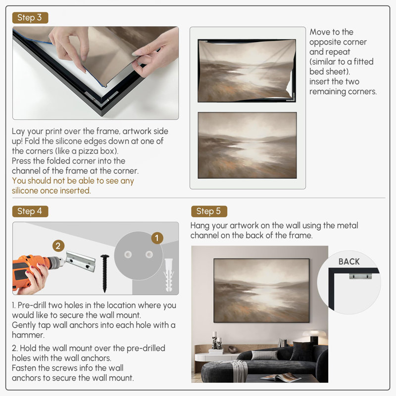 Extra Large Wall Art Fabric Print - Misty Coastal Landscape with Soft Reflections Artwork Decor for Living Room or Bedroom - "Frame Assembly Required (Unfinished Frame)"