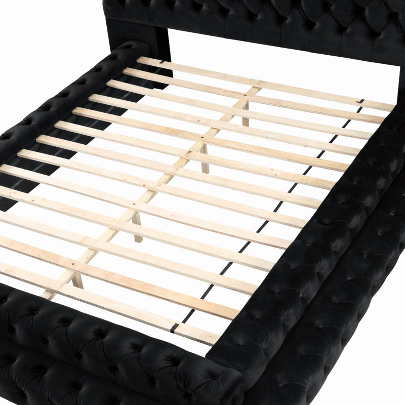 Queen Bed, Black, Black, Queen