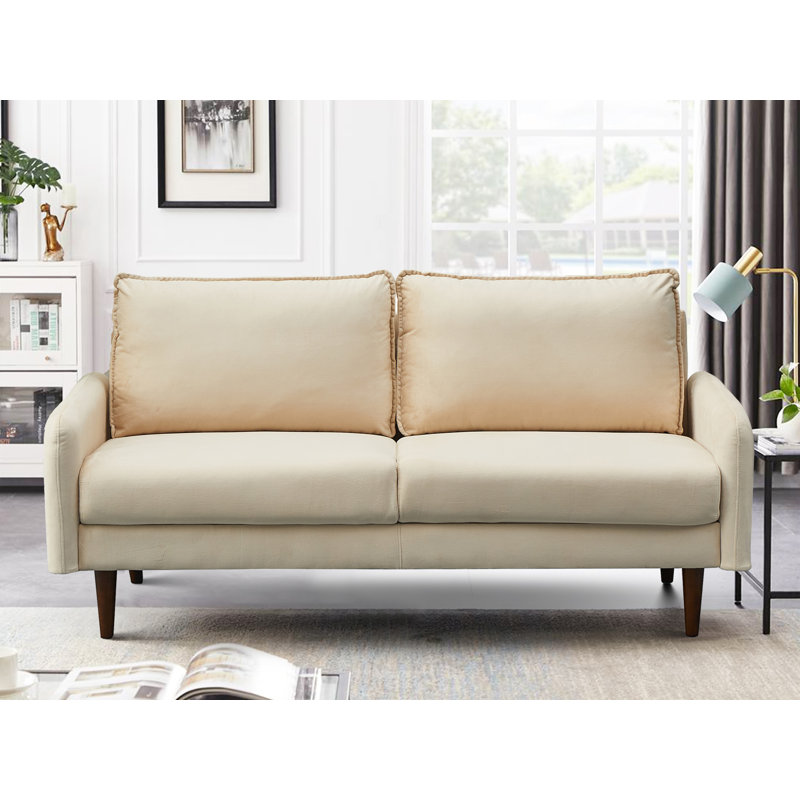 Gelsomino 70.5" Velvet Round Arm Sofa, Beige Velvet
