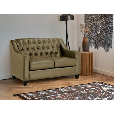 Debolt 56" Genuine Leather Square Arm Loveseat