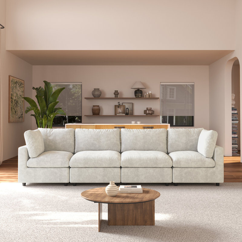 Kessi 134" Upholstered Slipcovered Sofa, Beige