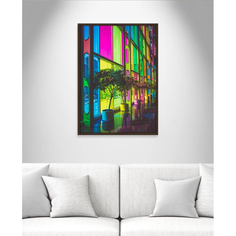«Colorful Facade on Paper» par Felix Dubois, impression, Cadre en noyer mince sans cadre, H 35,5 po x l 25,5 po x P 0,75 po