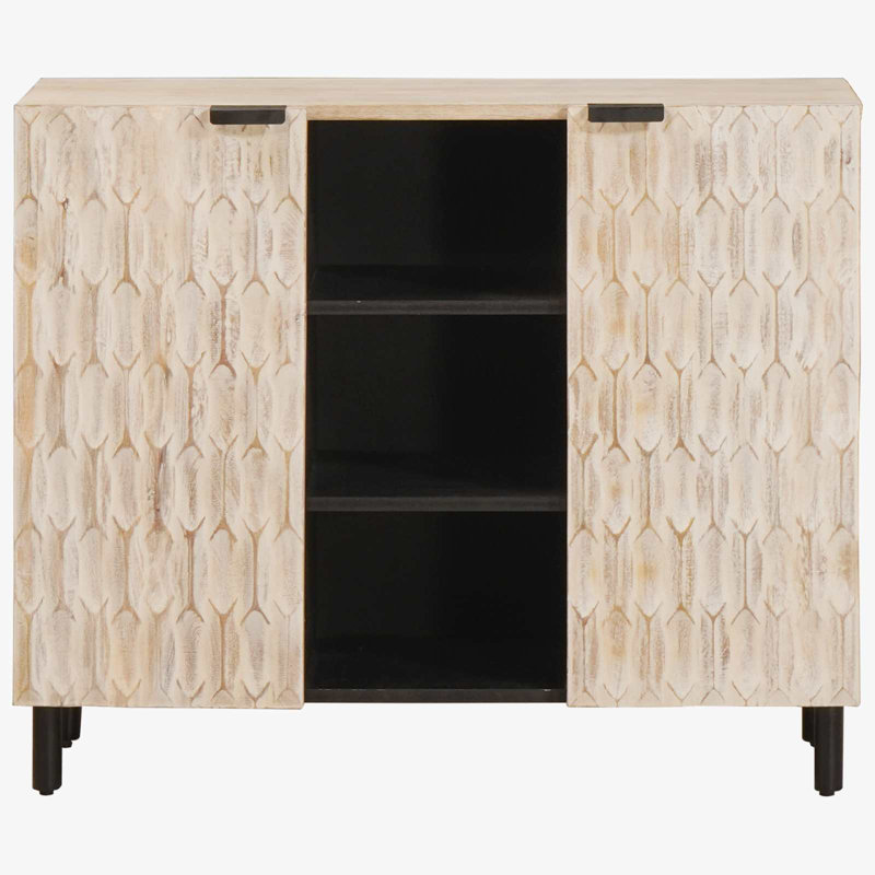 90cm Sideboard, Black/White Wash 