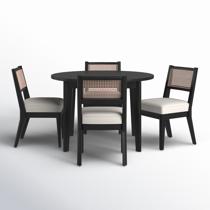 Kranz 5 Piece Round Dining Set, Black