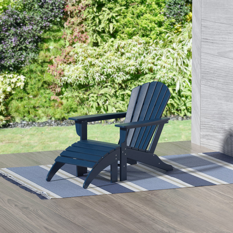 Ensemble de chaise Adirondack en plastique avec repose-pieds Altura, Bleu marine