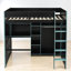 Lit mezzanine double avec bureau intégré en L, garde-robe et éclairage à DEL-798437044