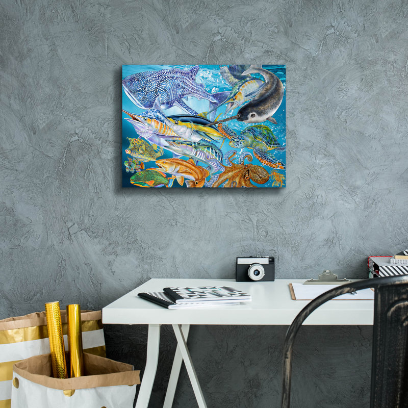 Toile épique Graffiti «Sea Life Of The World» par Tim Jeffs, 16 po x 12 po, H 12 po x l 16 po
