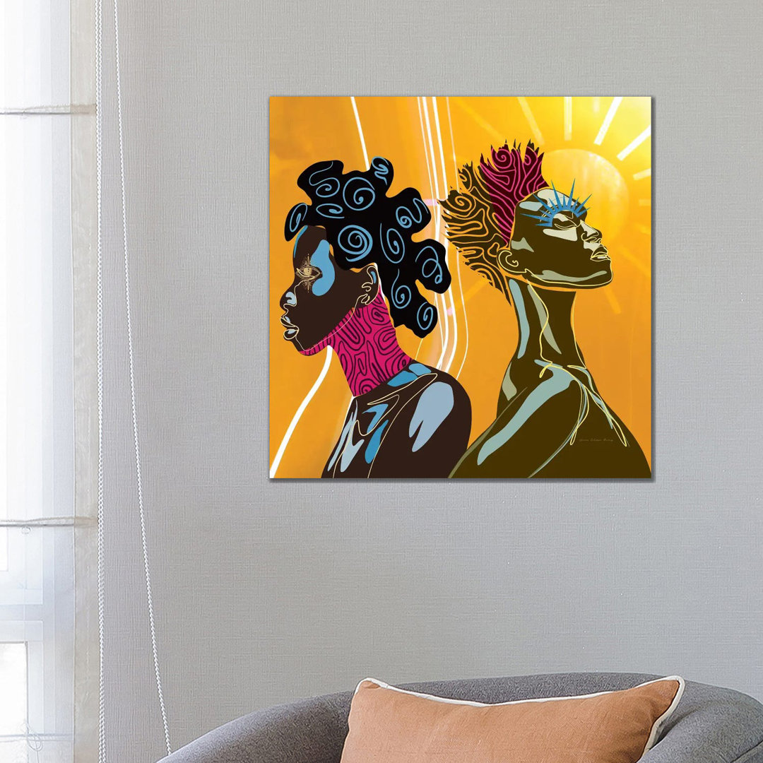 My Life In The Sunshine Sister Sister von Yvonne Coleman Burney - Galerie-verpackte Leinwand Giclée auf Leinwand