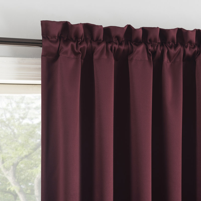Wine Red 63" Blackout Rod Pocket Curtain Panel