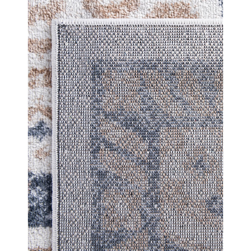 Bracamonte Oriental Ivory/Blue/Beige Area Rug, Rectangle 7'1" x 10'