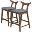 Chaise de comptoir carrée rembourrée en bois massif Hester (ensemble de 2)