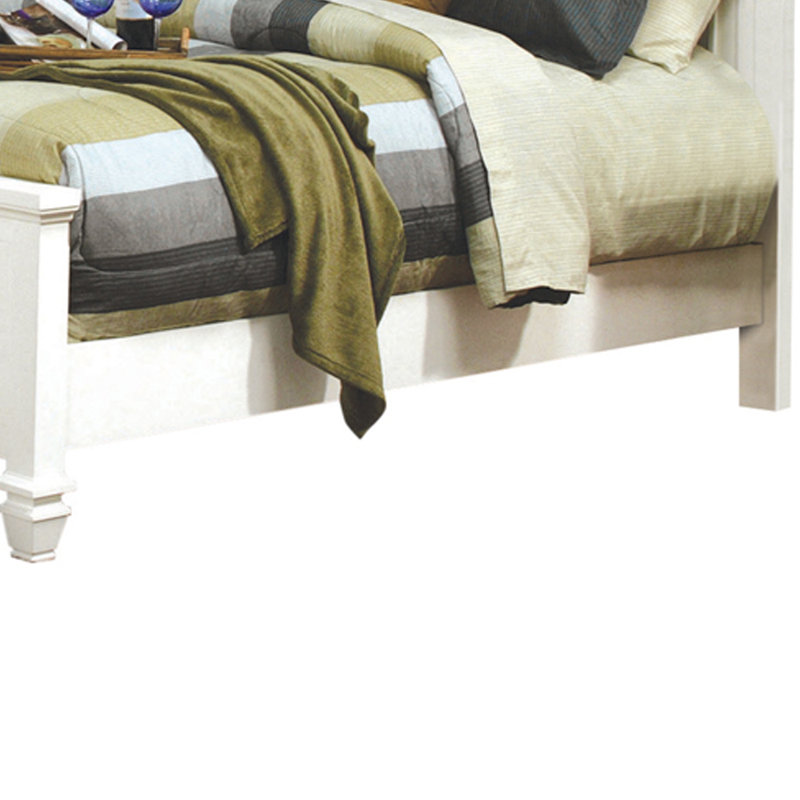 Doddy Solid Wood Standard Bed, White, Queen