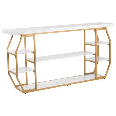 Modern 70.87 x 13.77 x 35.82 Marble Console Table Gold