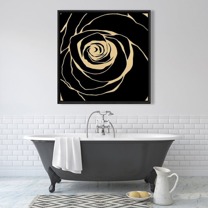 Rose noire - Toile encadrée florale noire pour la décoration intérieure