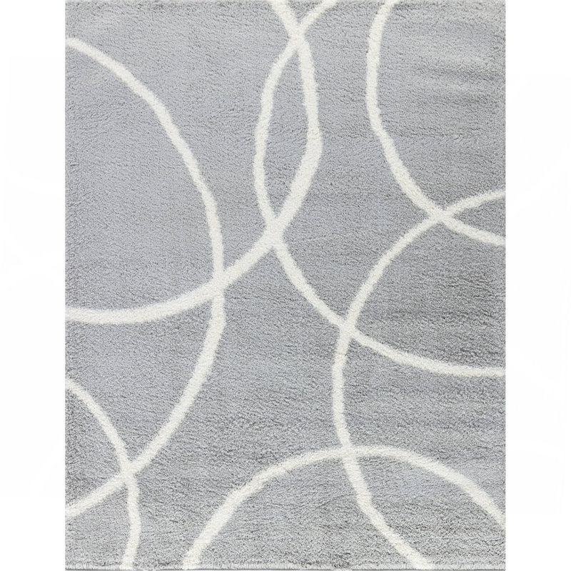 Grey Shaggy Area Rug, Rectangle 5'3" x 7'