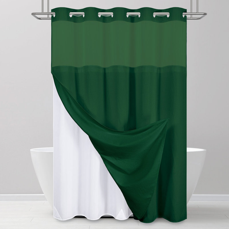 Rideau de douche Waffle, H 75 po x l 72 po, Vert émeraude