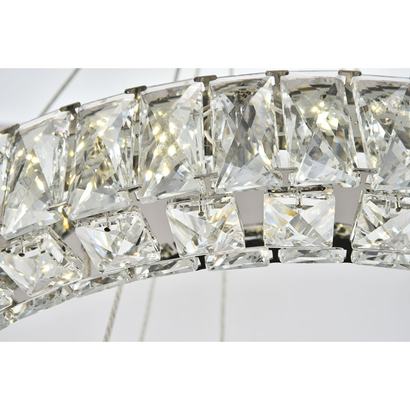 Lustre ovale en cristal 2 lumières Steveson, H 12 po x l 23,60 po x P 23,60 po, Chrome
