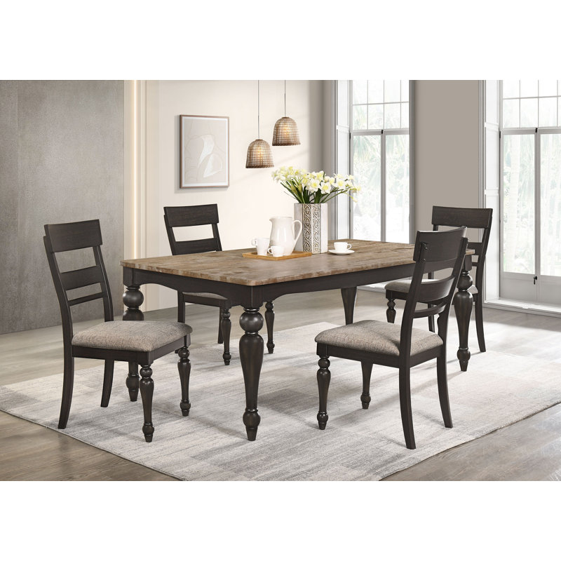 Guransh Modern 5-Piece Set - Rectangular Dining Set Charcoal Sand Through, Designed For Style And Comfort Guransh 5-Piece Rectangular Dining Set Charcoal Sand Through