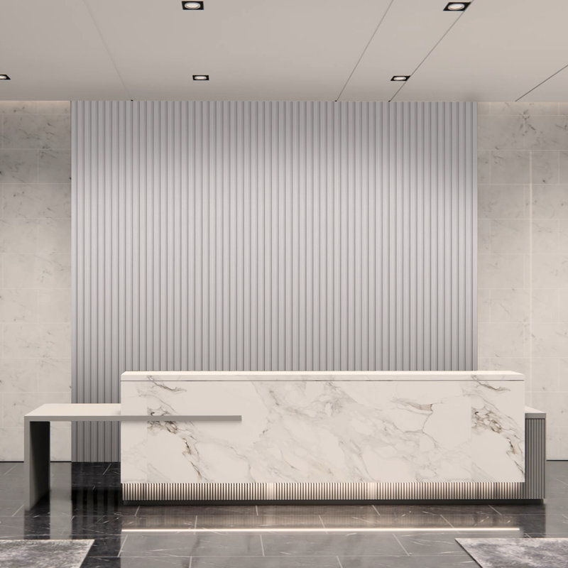 8 Pcs 96" x 6.26" WPC Waterproof Slat Wall Panels, 3D Wood Look Acoustic Diffuser Wall Paneling for Modern Decor,33.38 sq.ft.