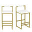 Tabourets de bar modernes (lot de 2) avec sièges rembourrés en mousse, pieds dorés et forme carrée, parfaits pour les îlots de cuisine. Couleur blanc crème doré. Confortables pour recevoir au quotidien.