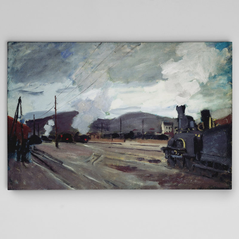 « chemin station » par claude monet print, H 18 po x l 27 po x P 1,5 po, Toile tendue